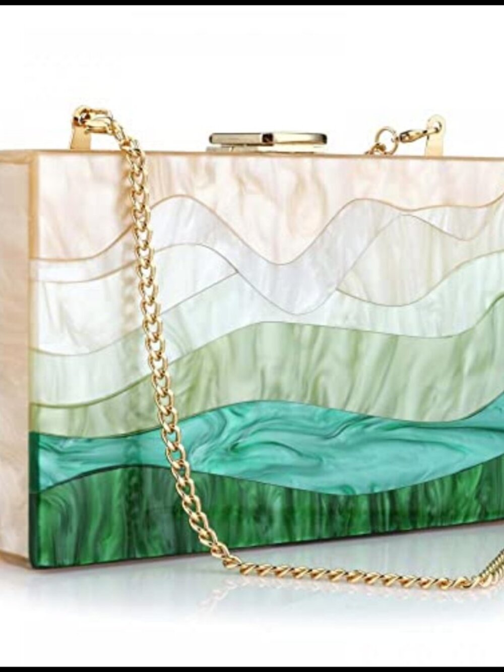 Acrylic Geometric Box Clutch Evening Crossbody Handbag with Detachable Chain